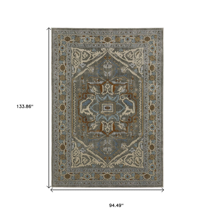 8' X 11' Medallion Area Rug - Blue And Green