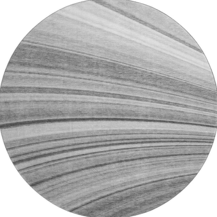 8' Abstract Washable Round Rug With UV Protection (650347) - Gray / Ivory