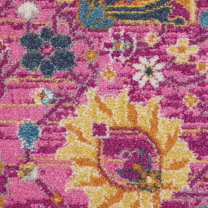 9' x 12' Floral Power Loom Area Rug - Pink