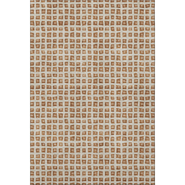 10' X 14' Copper Geometric Washable Area Rug With UV Protection - Rust