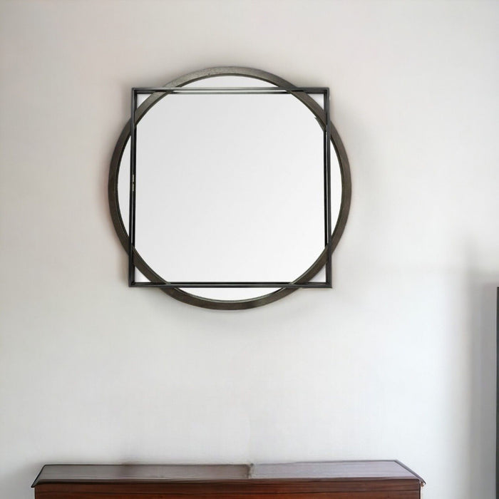 46" Abstract Metal Framed Accent Mirror - Black
