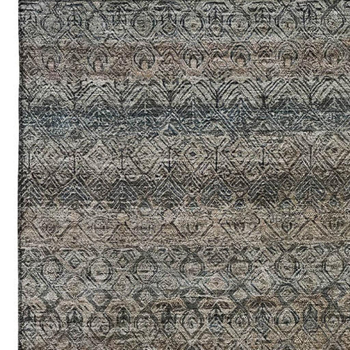 10' X 14' Striped Washable Area Rug With UV Protection (718013) - Chocolate / Gray