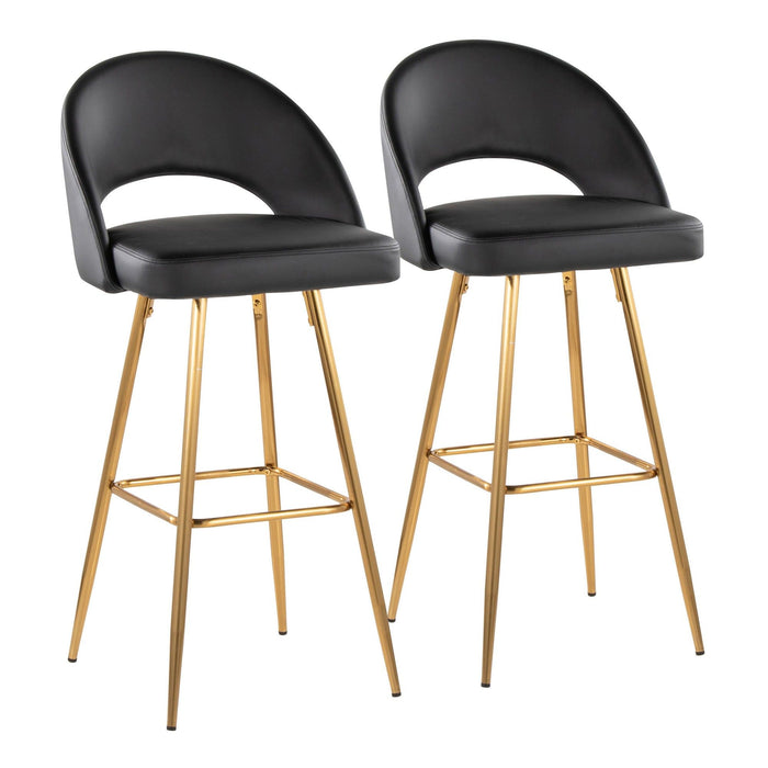 Renee - Upholstered Fixed-Height Barstool (Set of 2) - Gold Base