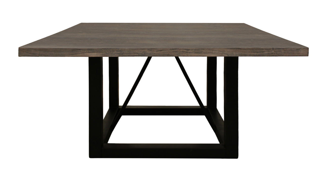 60" Solid Wood And Iron Frame Base Square Dining Table - Dark Brown