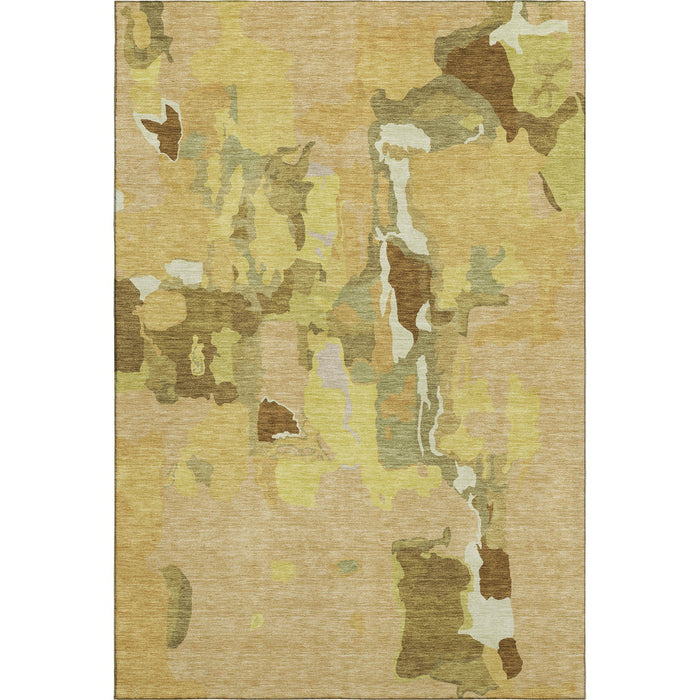 10' X 14' Abstract Washable Area Rug With UV Protection (680723) - Gold / Brown / Beige