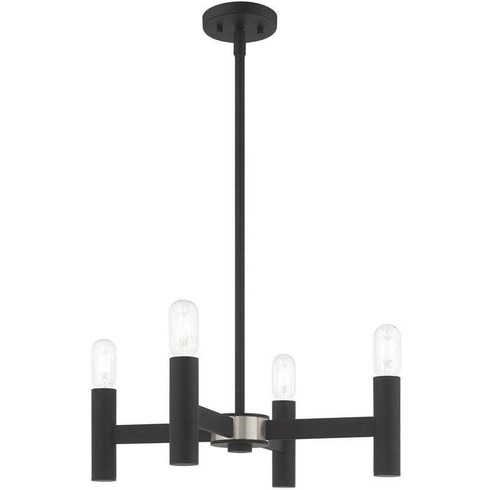 19" Four Light Dimmable Chandelier With Shades - Black