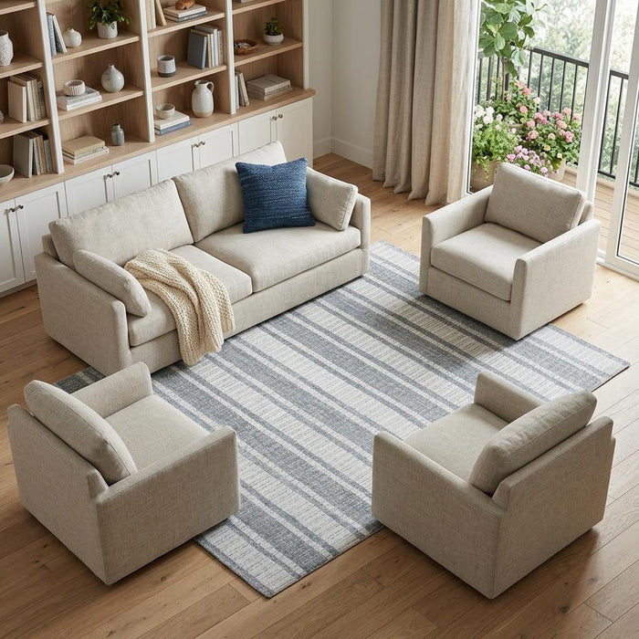 12' X 15' Wool Striped Hand Tufted Area Rug (744448) - Gray / White