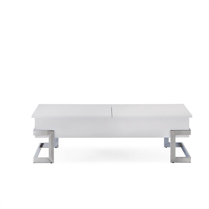 Metal Lift Top Coffee Table - White And Silver