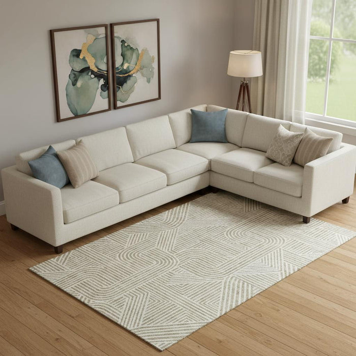 10' X 14' Abstract Geometric Washable Area Rug With UV Protection (672881) - Beige / Ivory