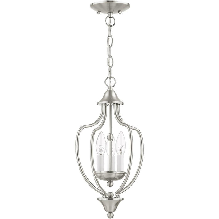 Three-Light Dimmable Chandelier With Shades - Nickel