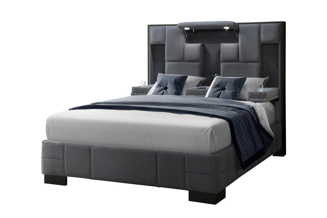 Oscar - Queen Bed Without Wood Trim - Dark Gray