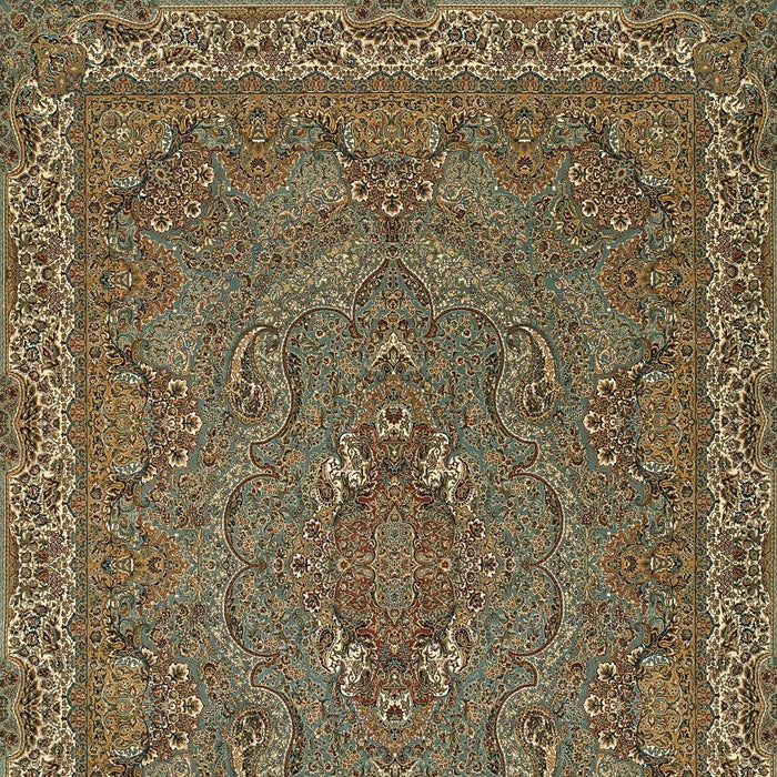 8' X 11' Medallion Area Rug With Fringe - Blue And Gold