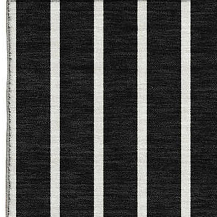 10' X 14' Striped Washable Area Rug With UV Protection (678275) - Black / Ivory / Gold