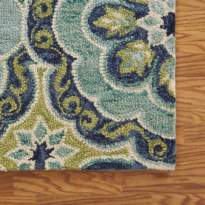 8' x 10' Wool Geometric Hand Tufted Area Rug - Green