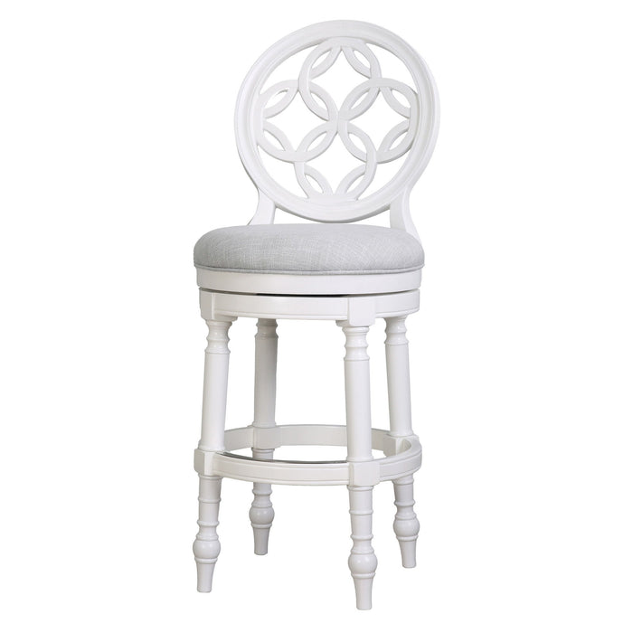 Fabric And Solid Wood Bar Height Swivel Bar Chair - Gray / White