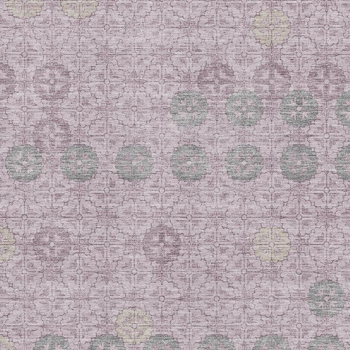 10' X 14' Geometric Washable Area Rug With UV Protection (705953) - Plum / Gray