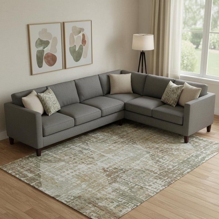 10' X 14' Geometric Washable Area Rug With UV Protection (714997) - Sage / Beige