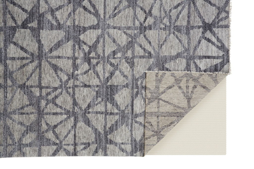 10' X 14' Wool Geometric Hand Knotted Area Rug - Gray