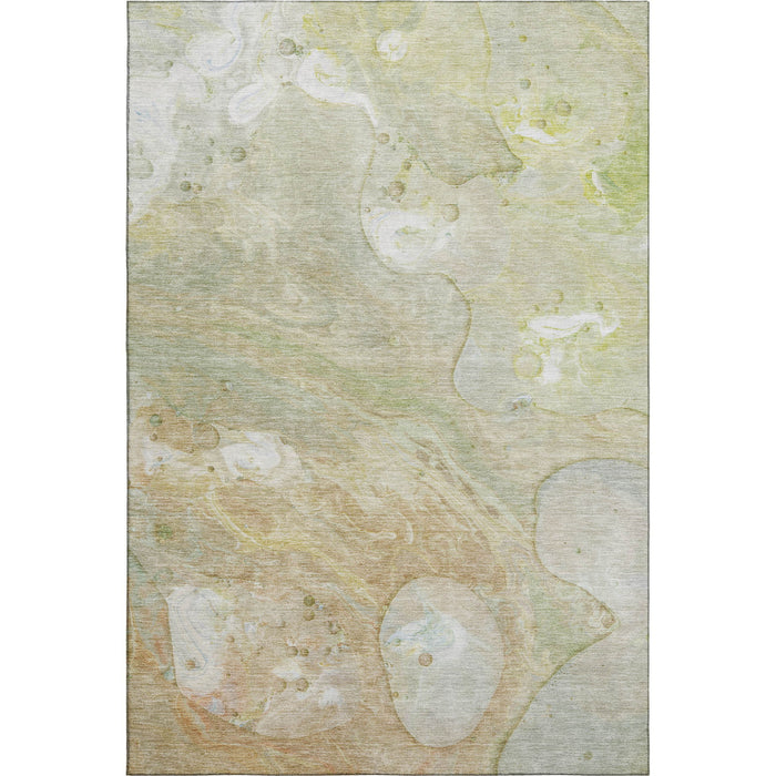 10' X 14' Abstract Washable Area Rug With UV Protection (708862) - Linen / Ivory / Green