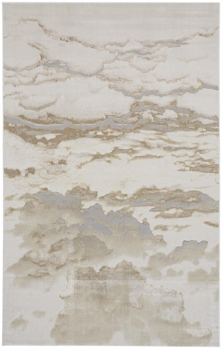 12' x 18' Abstract Area Rug - Ivory Tan And Gray