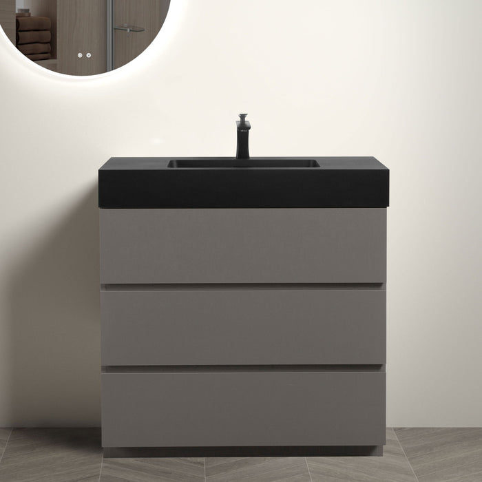 Giga Alice bathroom vanity with integrated sink, large storage, freestanding design, modern style, and one-piece basin without drain or faucet.