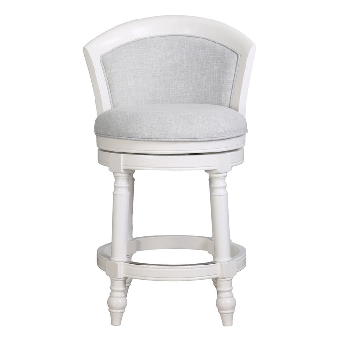 Fabric Solid Wood Low Back Counter Height Swivel Bar Chair (633107) - Gray / White