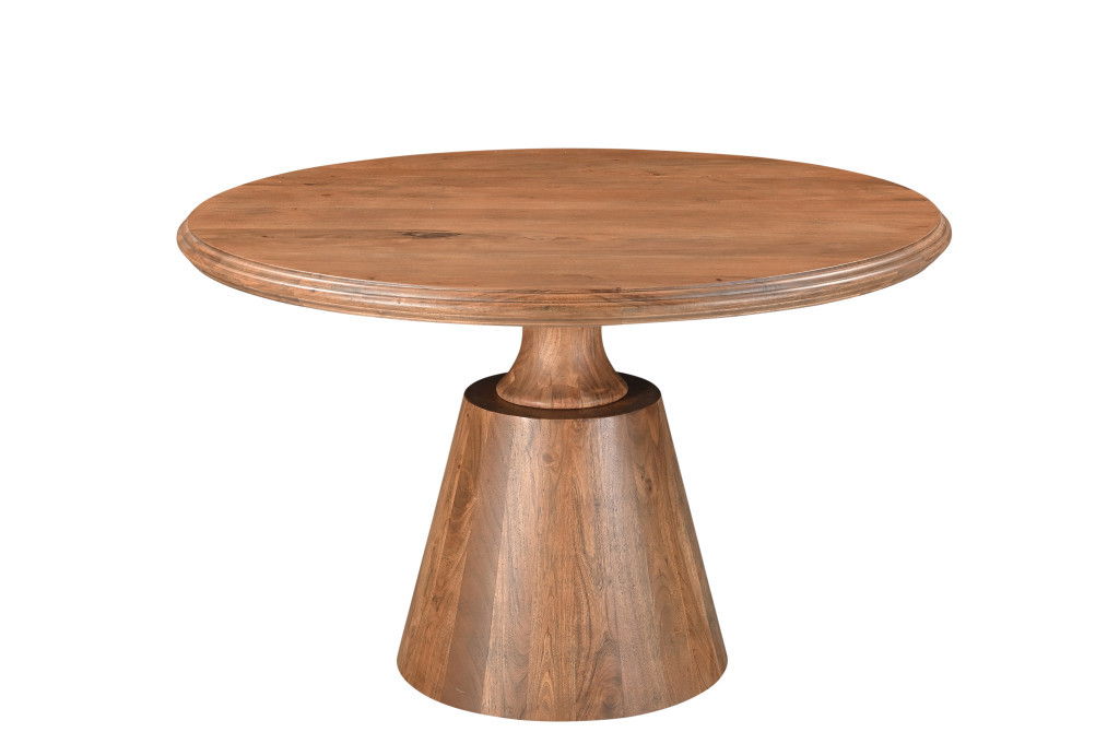48" Wood Pedestal Base Round Top Dining Table - Natural