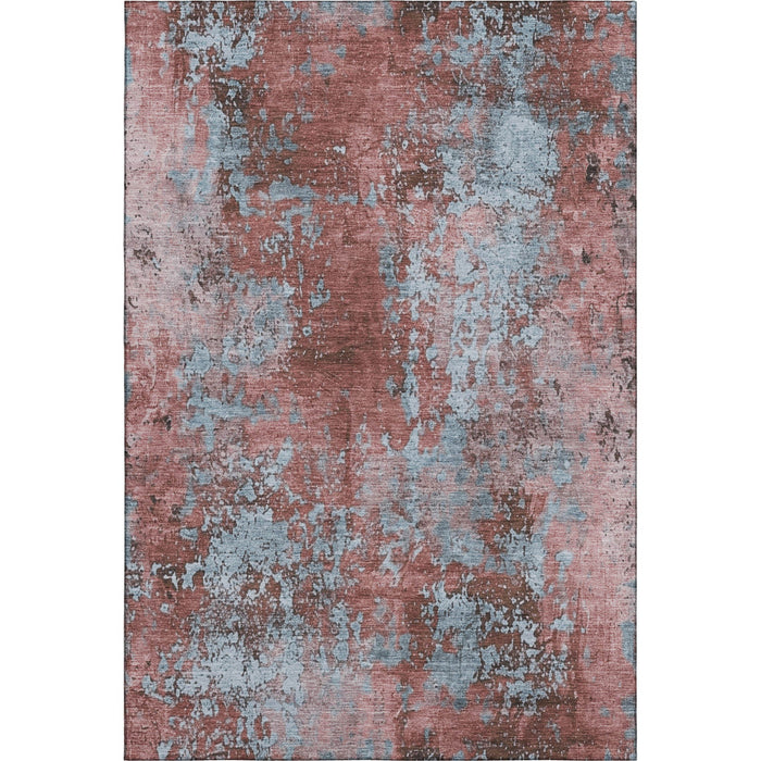10' X 14' Abstract Washable Area Rug With UV Protection (701449) - Coral / Blue