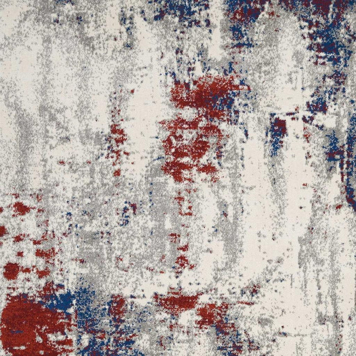 8' X 11' Abstract Non Skid Area Rug - Ivory And Blue