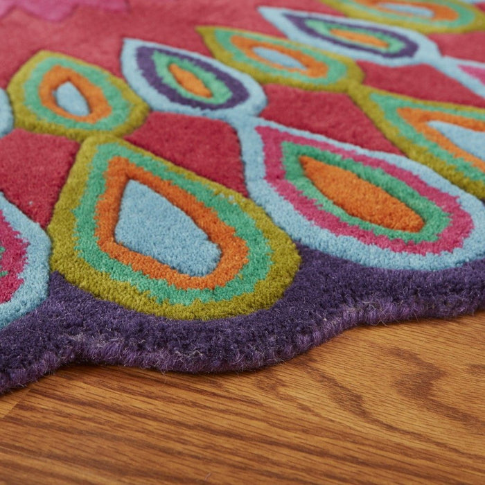 8' Round Wool Hand Tufted Area Rug - Pink