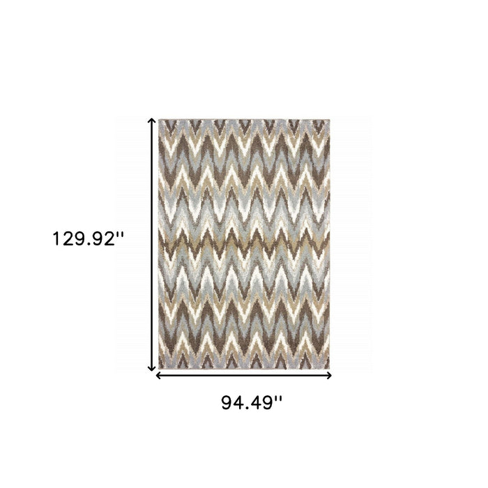 8' x 11' Ikat Pattern Area Rug - Gray And Taupe