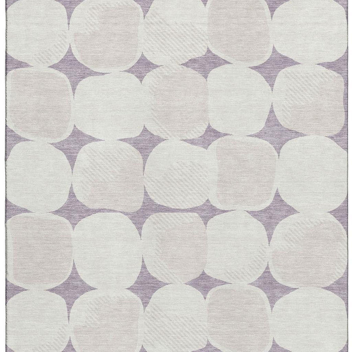 10' X 14' Abstract Geometric Washable Area Rug With UV Protection (669210) - Lavender / Ivory