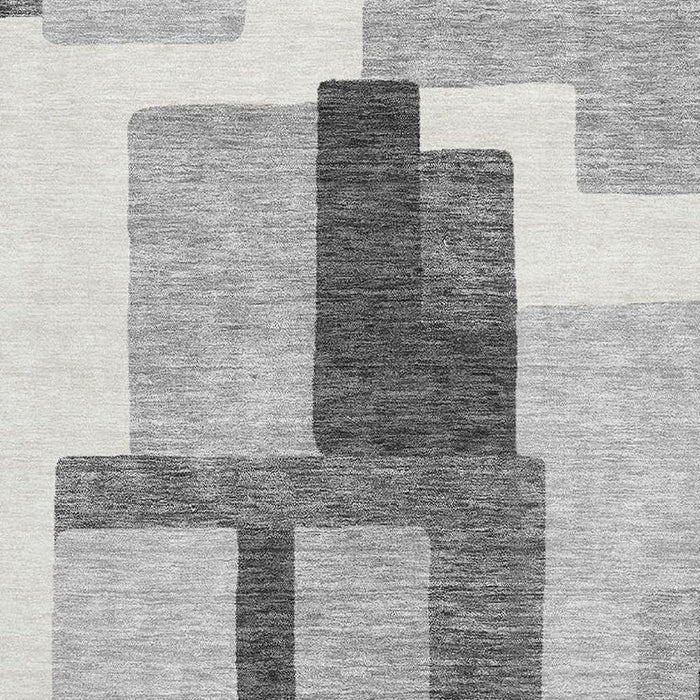 10' X 14' Abstract Geometric Washable Area Rug With UV Protection - Gray