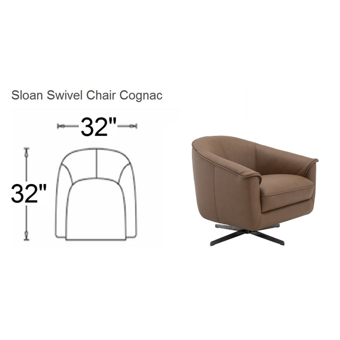 J & M Furniture Sloan Swivel Chair in Cognac