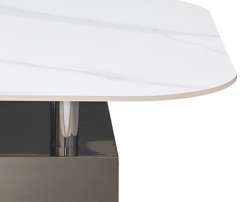 Contemporary Sintered Stone Top Lamp Table | Matte White & Graphite End Table 20"