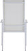 Set of two Malibu Chintaly outdoor chairs with white mesh sling seats and aluminum frames, perfect for patio lounging.