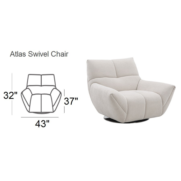 J & M Furniture Atlas Swivel Chair in Light Grey