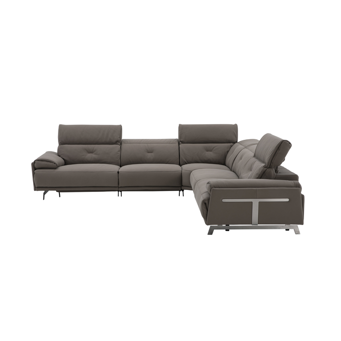 J & M Furniture Dolce Vita Reclining Sectional in Brownie