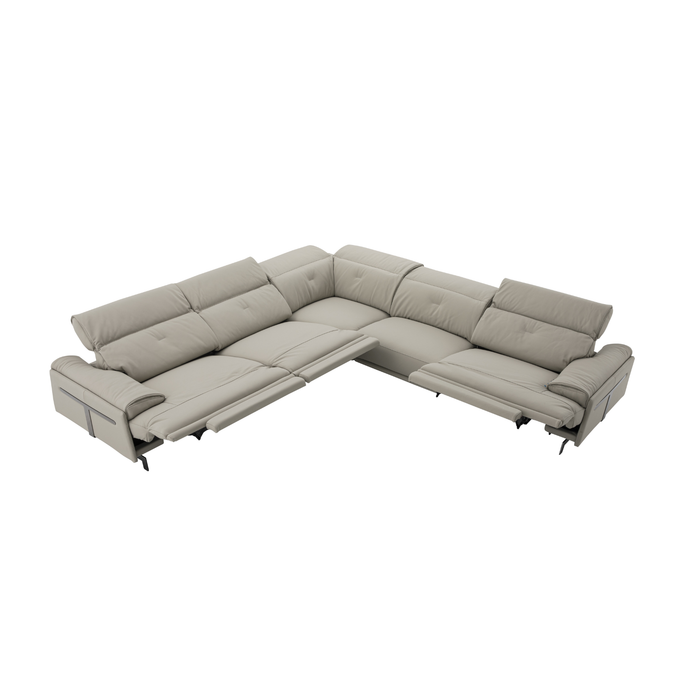 J & M Furniture Dolce Vita Reclining Sectional in Milk Tea