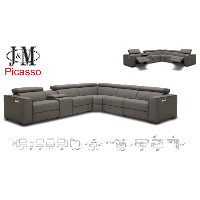 J & M Furniture Picasso 6Pc Motion Sectional In Truffle