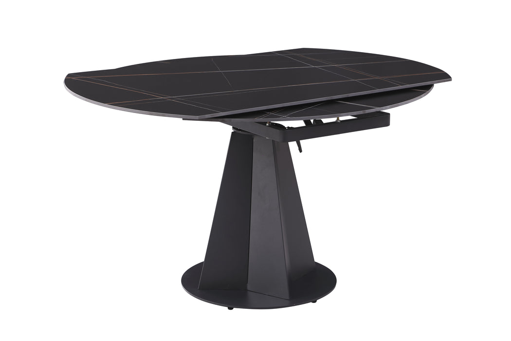 JOCELYN Contemporary Motion Extendable Dining Table | Matte Black with Steel Base