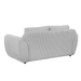 Gray fabric Charleston modern loveseat by Chintaly featuring channel tufting and oak gray wooden legs.