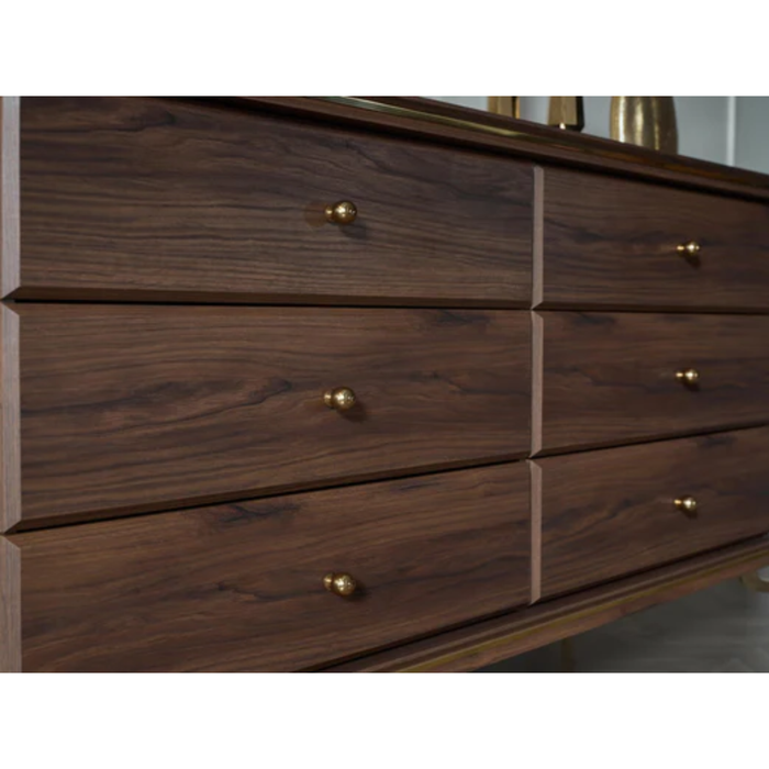Bellona Montego 6 Drawer Dresser - MNT Walnut