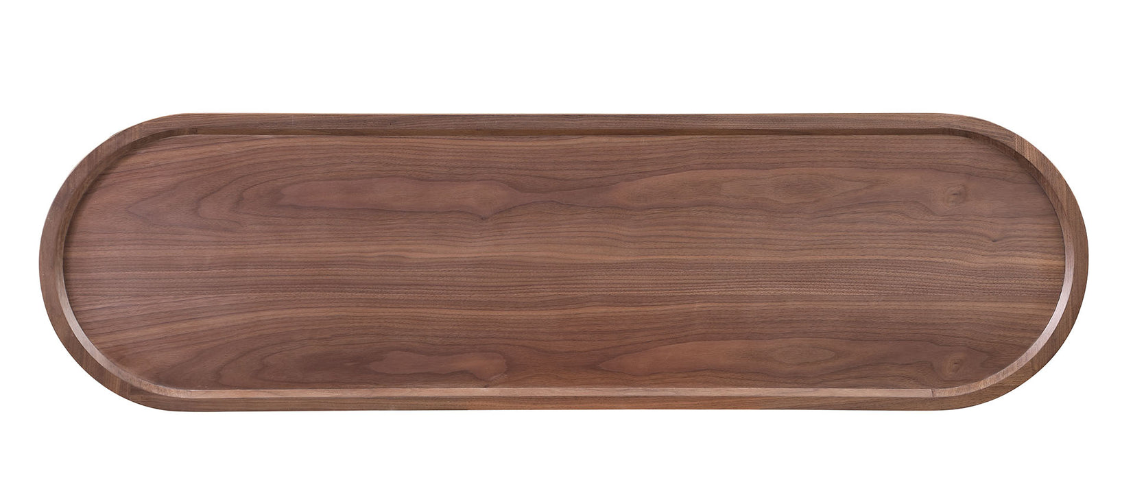 Modern All-Wood Sofa Table | Walnut Veneer Console Table with Oval Top