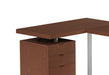 Chintaly reversible wooden home office desk with walnut veneer, 3-drawer cabinet, polished stainless steel legs, and versatile design