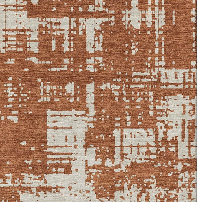 10' X 14' Abstract Washable Area Rug With UV Protection (671168) - Rust / Beige