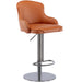Giga titanium stainless steel bar stool with backrest, swivel seat, adjustable height, suitable for kitchen counter and dining room.