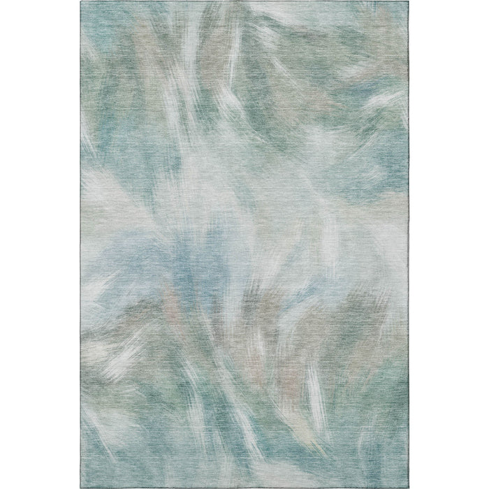 10' X 14' Abstract Washable Area Rug With UV Protection (717693) - Sky Blue / Ivory