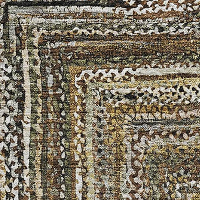 10' X 14' Geometric Washable Area Rug With UV Protection (699232) - Brown / Beige / Gold