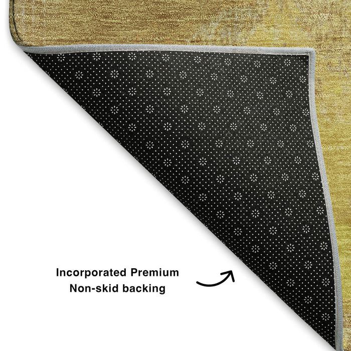10' X 14' Abstract Washable Area Rug With UV Protection (699670) - Artichoke Green / Gold / Copper